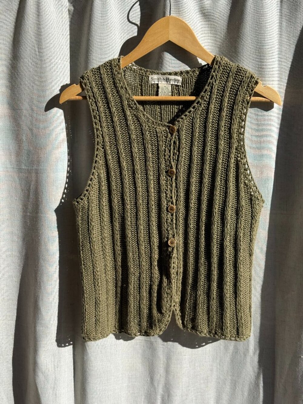 Olive Textured Knit Vest – Smith & Hawken (Size M)